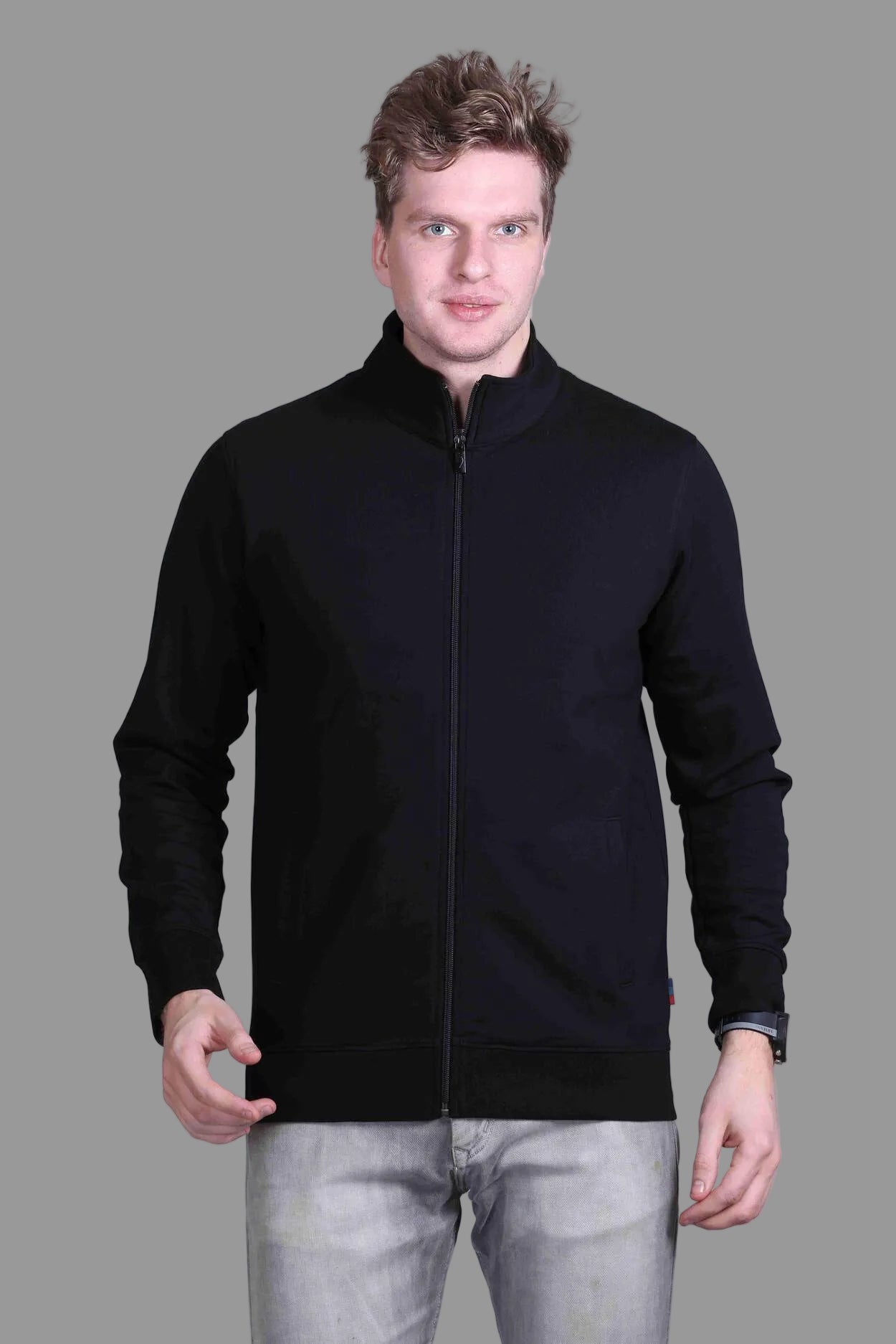 Indian Terrain Men's Lycra Cotton-Poly Stretch Full Sleeve Jacket