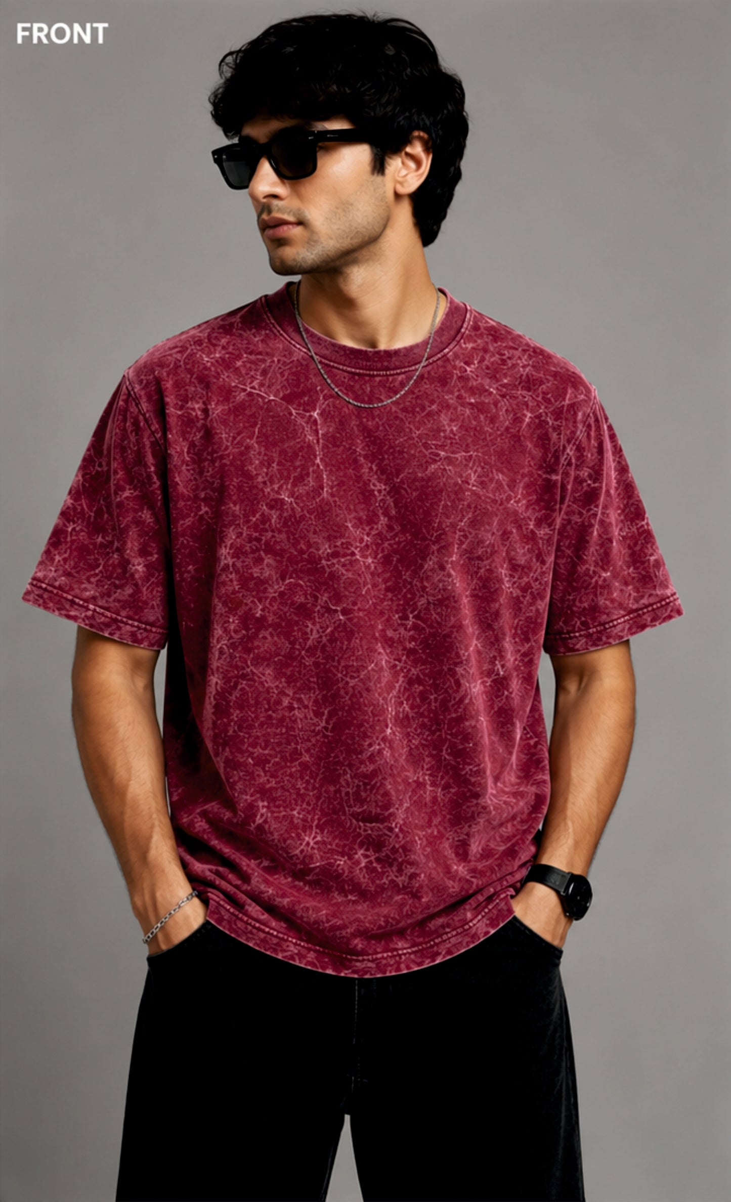 Acid Wash Round Neck T-shirt