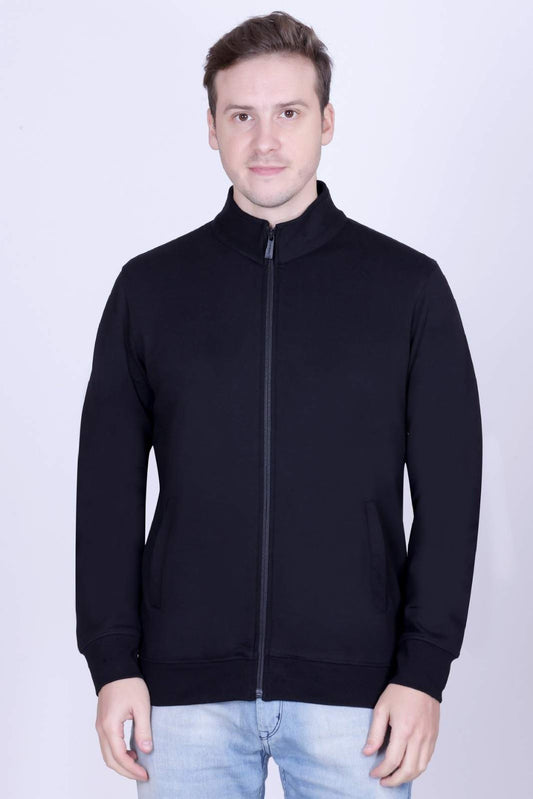 Winbarg Black Solid Stretch Full-Sleeve Jacket