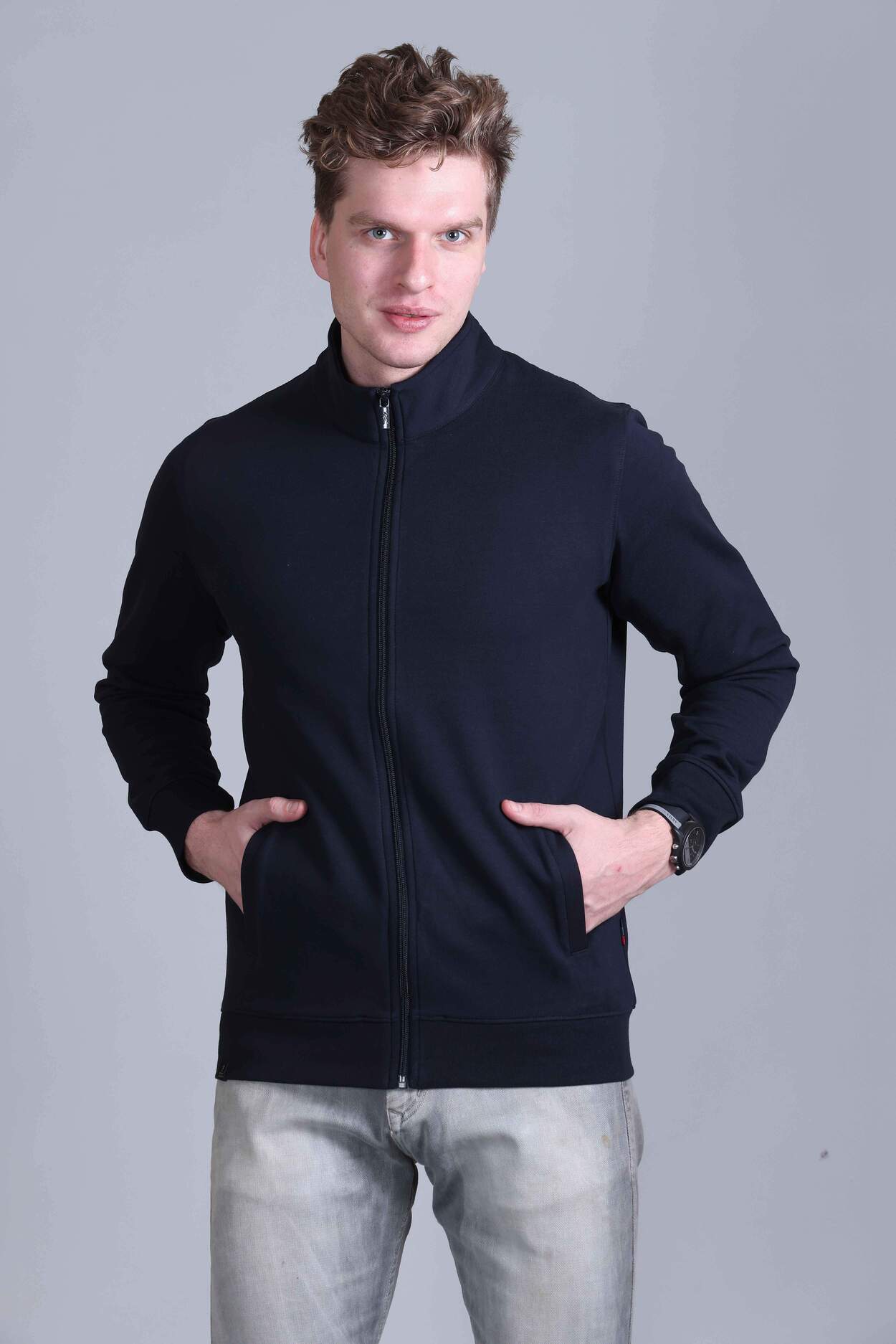 Indian Terrain Men's Lycra Cotton-Poly Stretch Full Sleeve Jacket