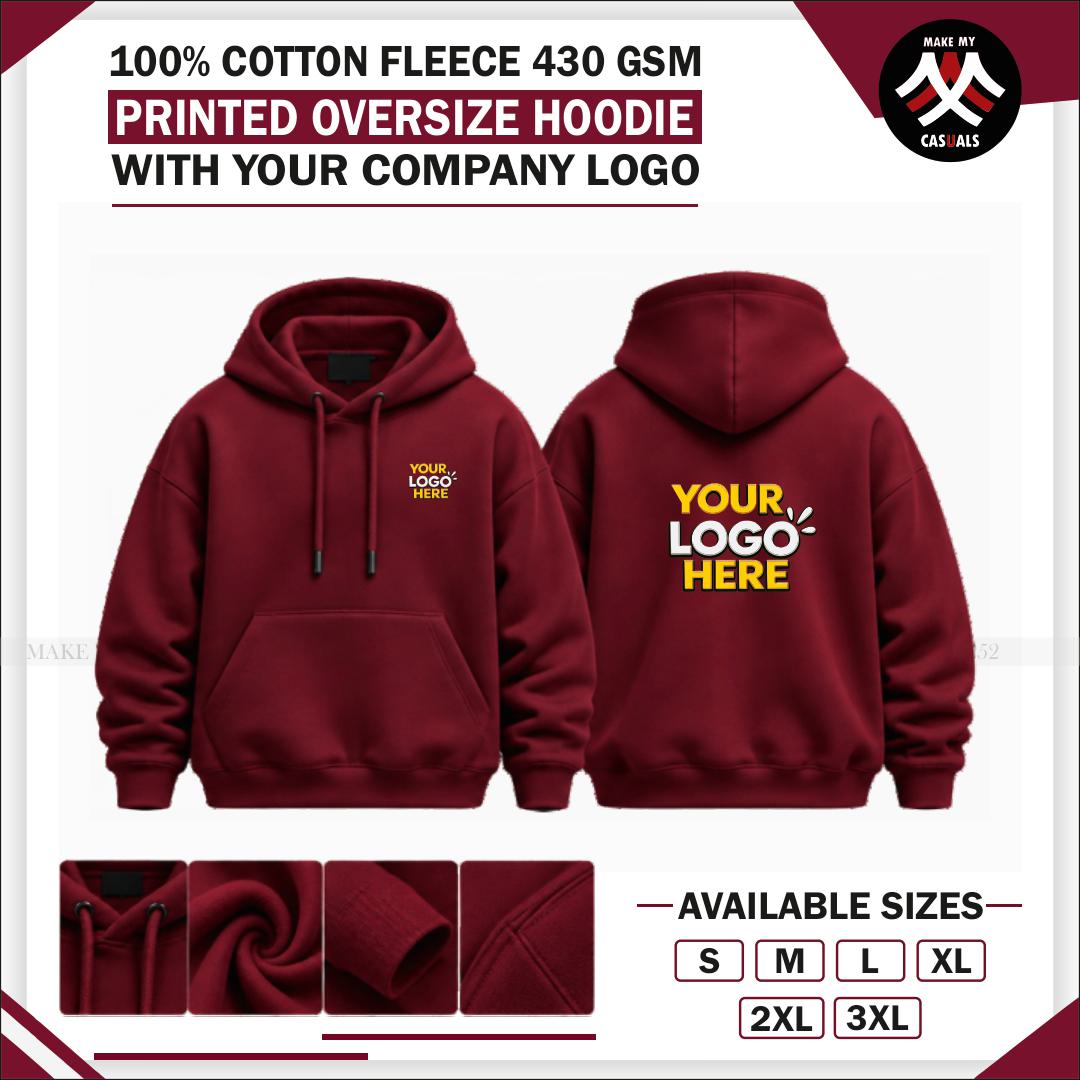 Oversize Fleece Printed Hoodie