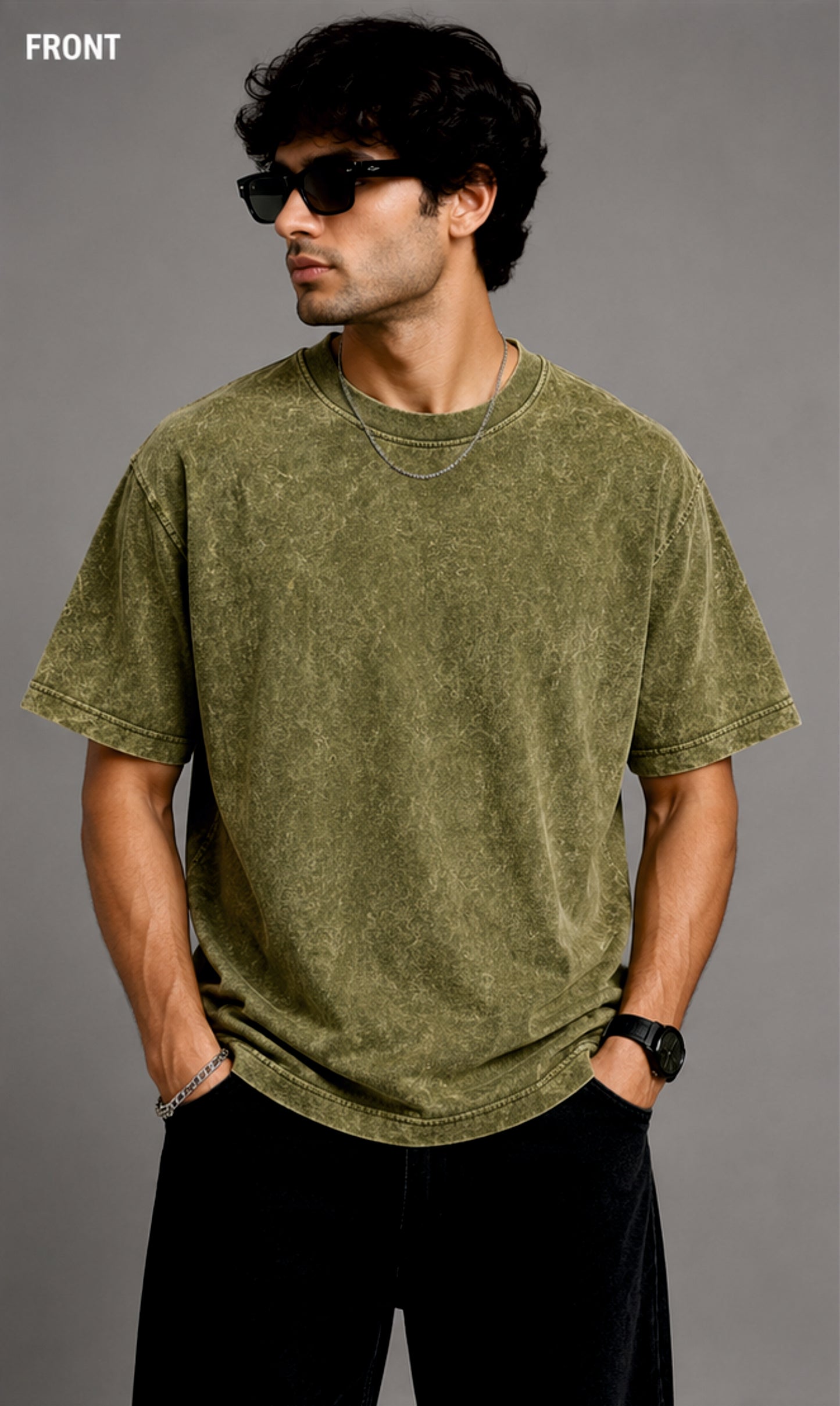 Acid Wash Round Neck T-shirt