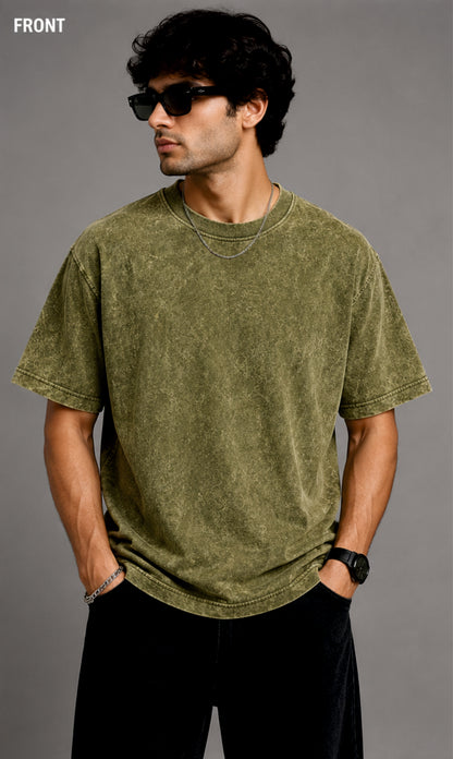 Acid Wash Round Neck T-shirt
