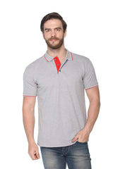 white melange with red and black